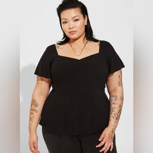 TORRID Peplum Challis Sweetheart Flutter Sleeve Top Plus 5X